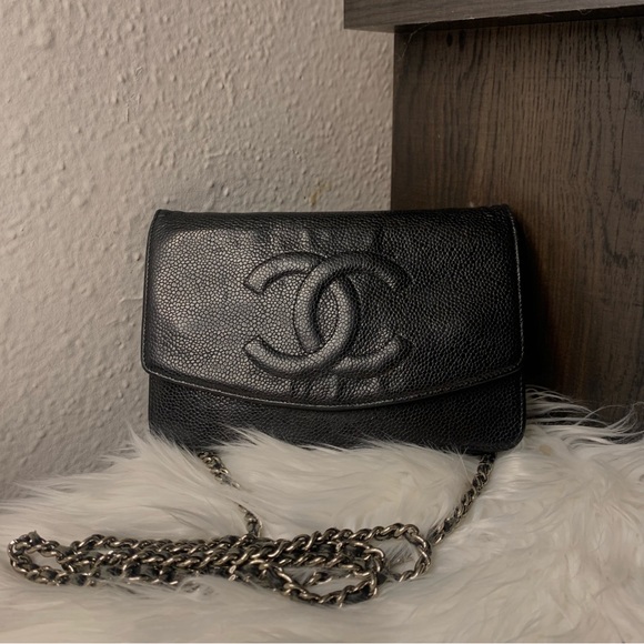 CHANEL Handbags - Chanel Black Caviar Timeless Wallet on Chain